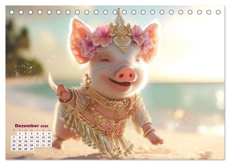 Produktbild: Vom Gl&uuml;ck, ein Schweinchen zu sein (Tischkalender 2026 DIN A5 quer), CALVENDO Monatskalender
