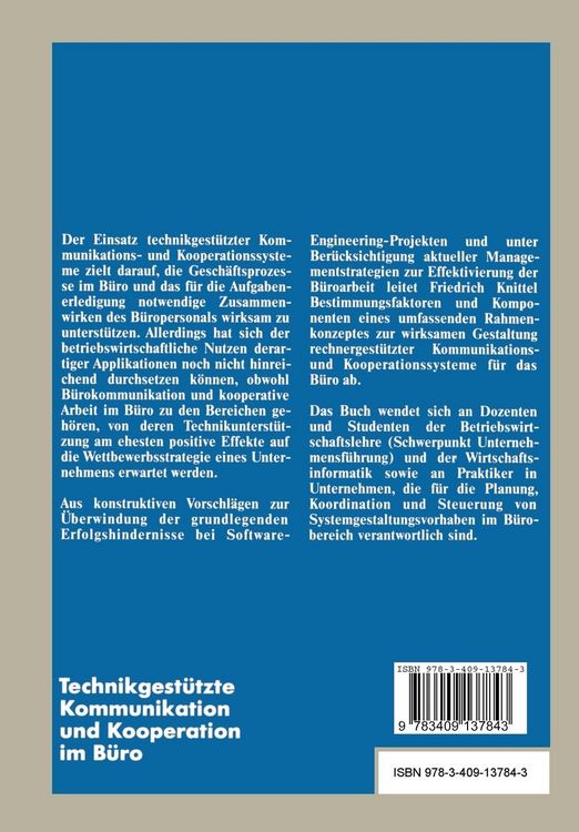 Produktbild: Technikgest&uuml;tzte Kommunikation und Kooperation im B&uuml;ro
