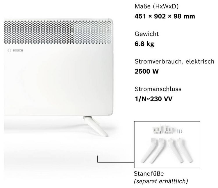 Produktbild: Bosch Home Comfort 7738345647 HC4000-25 Konvektor 2500W Wei&szlig;