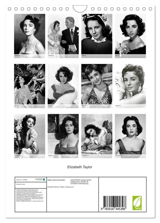 Produktbild: Elizabeth Taylor (Wandkalender 2026 DIN A4 hoch), CALVENDO Monatskalender
