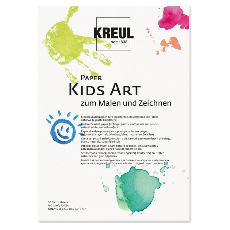 Produktbild: KREUL Kinder-K&uuml;nstlerpapier KIDS ART 160g/m&sup2; naturwei&szlig; DIN A4 20 Blatt