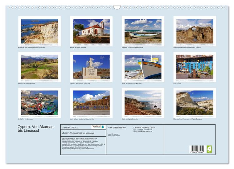 Produktbild: Zypern. Von Akamas bis Limassol (Wandkalender 2026 DIN A2 quer), CALVENDO Monatskalender