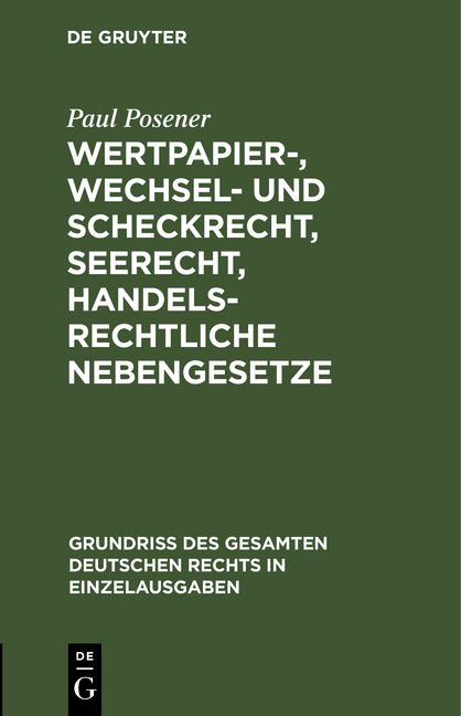 Produktbild: Wertpapier-, Wechsel- und Scheckrecht, Seerecht, handelsrechtliche Nebengesetze