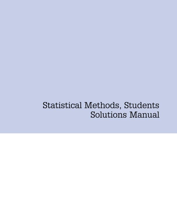 Produktbild: Statistical Methods, Students Solutions Manual (e-only)