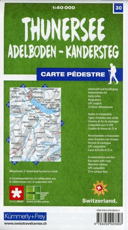 Produktbild: Thunersee / Adelboden - Kandersteg 30 Wanderkarte 1:40 000 matt laminiert