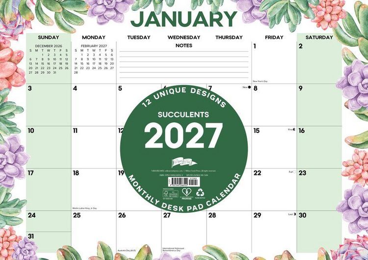Produktbild: Succulents 2027 17 X 12 Small Monthly Deskpad