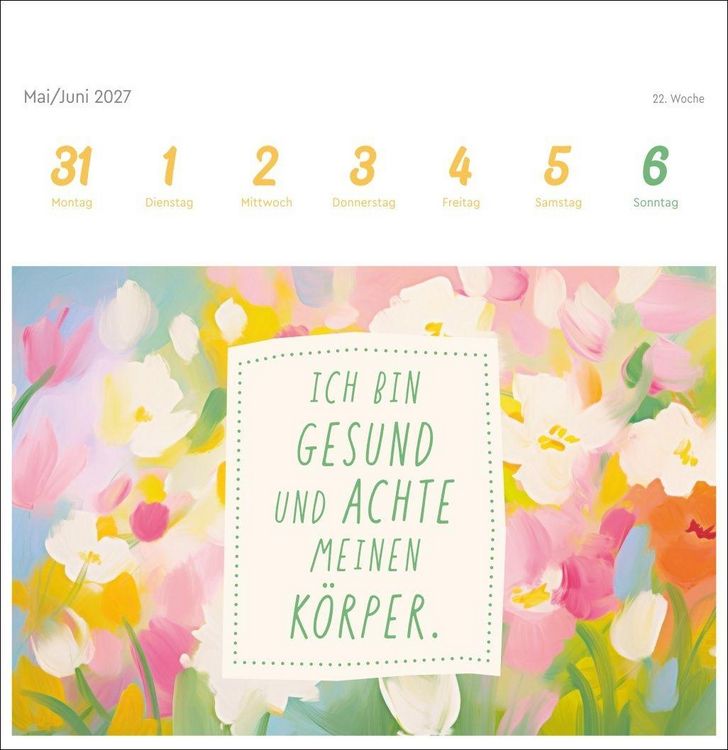 Produktbild: Ich bin einzigartig und wertvoll Premium-Postkartenkalender 2027 - 53 Affirmationskarten f&uuml;r das Jahr