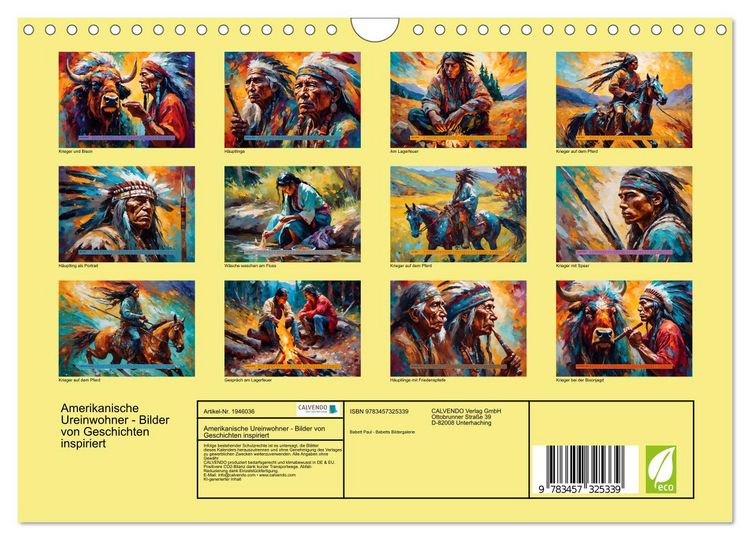Produktbild: Amerikanische Ureinwohner - Bilder von Geschichten inspiriert (Wandkalender 2026 DIN A4 quer), CALVENDO Monatskalender