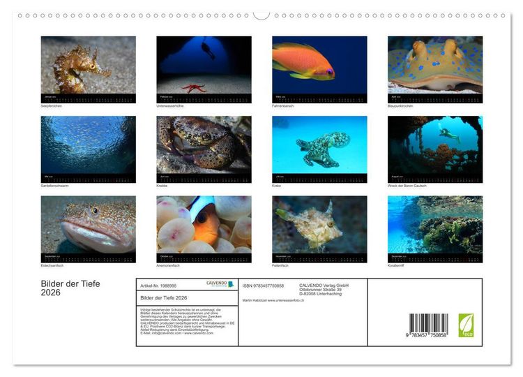 Produktbild: Bilder der Tiefe 2026 (hochwertiger Premium Wandkalender 2026 DIN A2 quer), Kunstdruck in Hochglanz