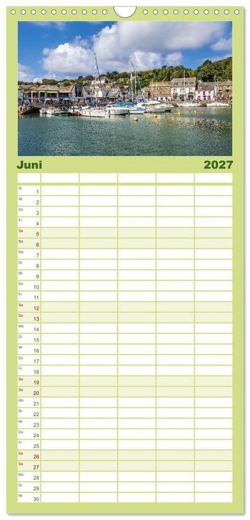 Produktbild: Familienplaner 2027 - Cornwall - Malerische Landschaften mit grandiosen K&uuml;sten mit 5 Spalten (Wandkalender, 21 x 45 cm) CALVENDO