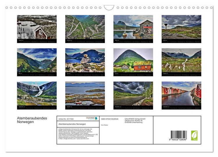 Produktbild: Atemberaubendes Norwegen (Wandkalender 2026 DIN A3 quer), CALVENDO Monatskalender