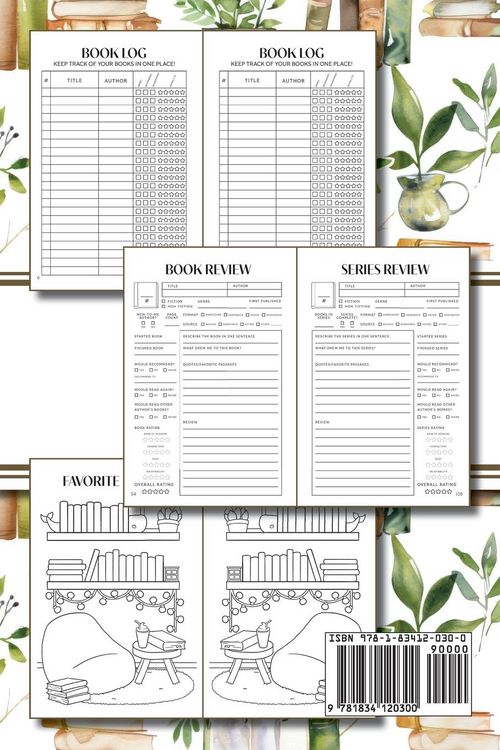 Produktbild: Reading Journal (Watercolour Stacked Books with Potted Plants)
