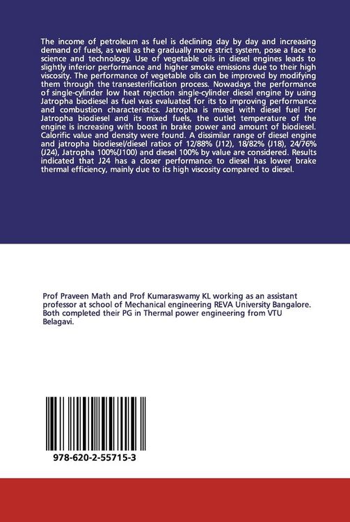 Produktbild: Performance of Low Heat Rejection Engines with Jatropha Biodiesel