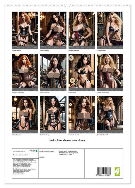 Produktbild: Seductive steampunk divas (High Quality Premium Wall Calendar 2026 DIN A2 portrait),CALVENDO 12 Month Wall Calendar