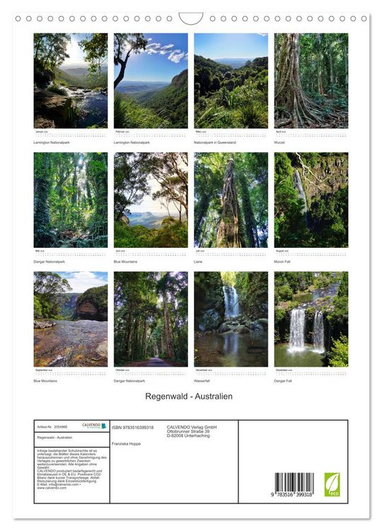 Produktbild: Regenwald - Australien (Wandkalender 2026 DIN A3 hoch), CALVENDO Monatskalender
