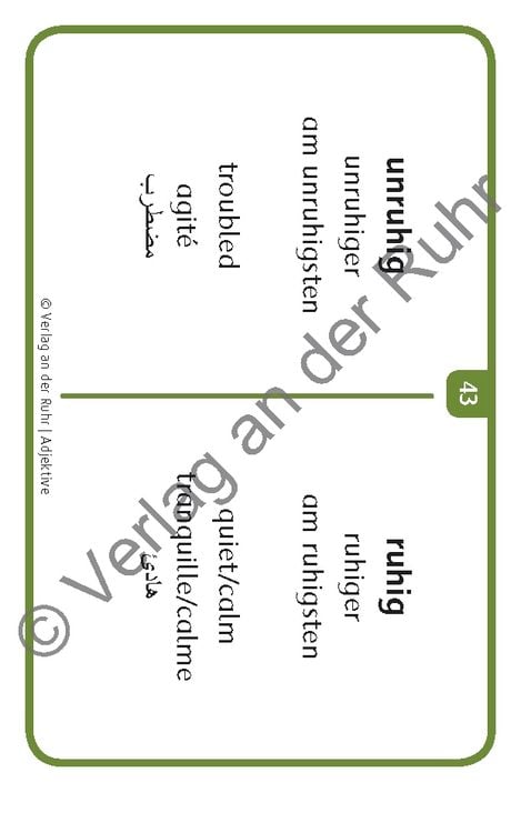Adjektive - Deutsch, Englisch, Französisch und Arabisch online