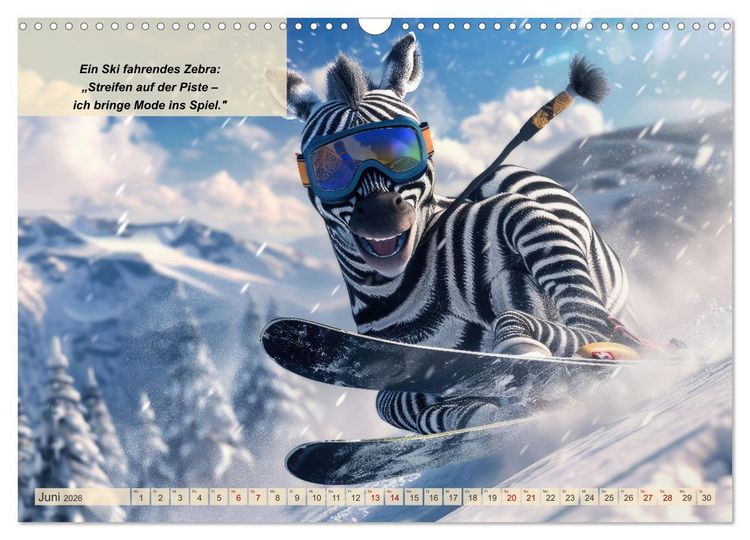 Produktbild: Tierisch lustige Skifahrer (Wandkalender 2026 DIN A3 quer), CALVENDO Monatskalender