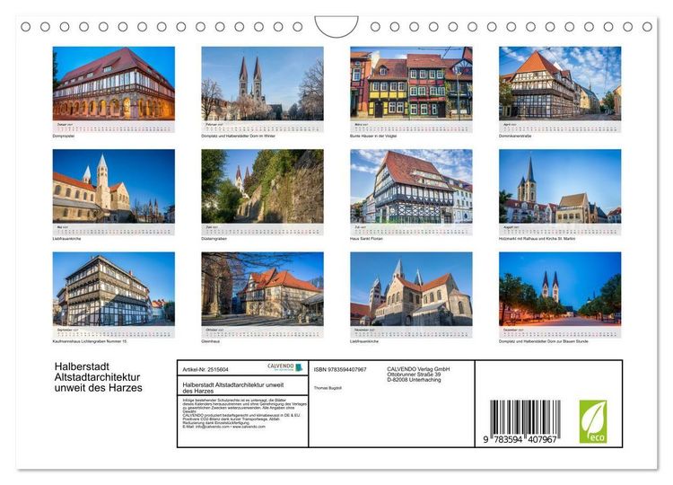 Produktbild: Halberstadt Altstadtarchitektur unweit des Harzes (Wandkalender 2027 DIN A4 quer), CALVENDO Monatskalender