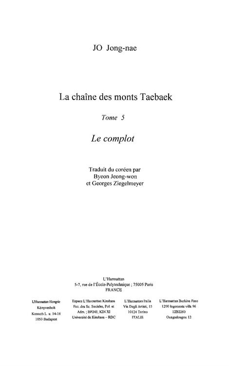 Produktbild: Chaine des monts taebaek t.5