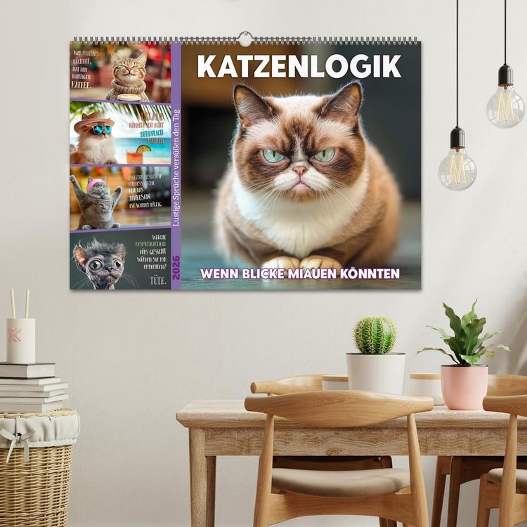 Produktbild: Katzenlogik - Wenn Blicke miauen k&ouml;nnten (Wandkalender 2026 DIN A2 quer), CALVENDO Monatskalender