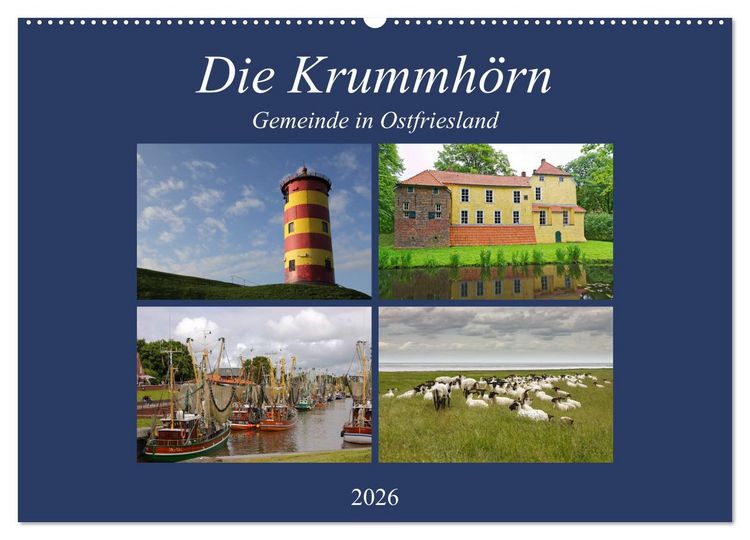 Produktbild: Die Krummh&ouml;rn Gemeinde in Ostfriesland (Wandkalender 2026 DIN A2 quer), CALVENDO Monatskalender