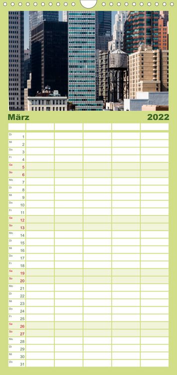 Produktbild: Familienplaner New York City Impressionen / Geburtstagskalender (Wandkalender 2022 , 21 cm x 45 cm, hoch)