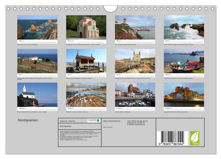 Produktbild: Nordspanien (Wandkalender 2026 DIN A4 quer), CALVENDO Monatskalender