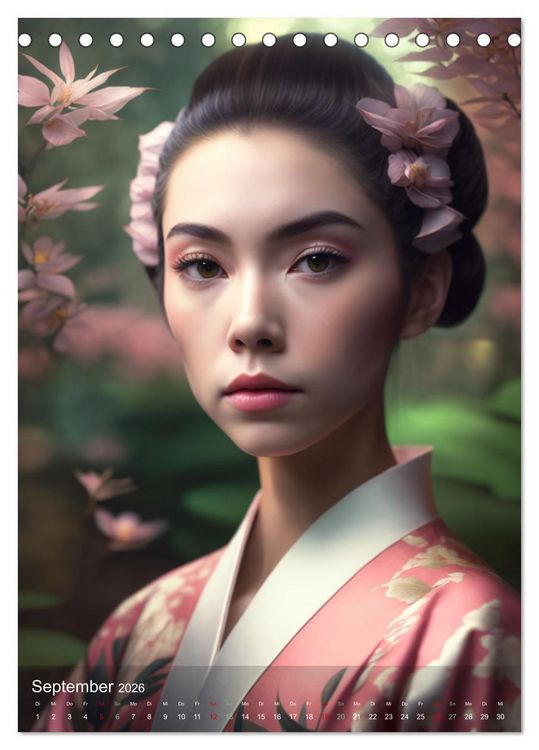 Produktbild: Wundersch&ouml;ne Portraits Japanischer Geishas (Tischkalender 2026 DIN A5 hoch), CALVENDO Monatskalender
