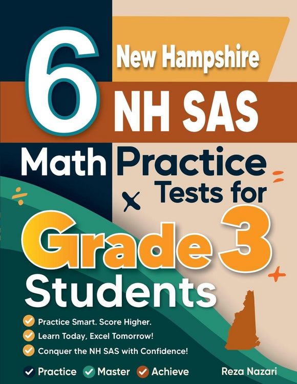 Produktbild: 6 New Hampshire NH SAS Math Practice Tests for Grade 3 Students