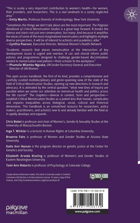 Produktbild: The Palgrave Handbook of Critical Menstruation Studies