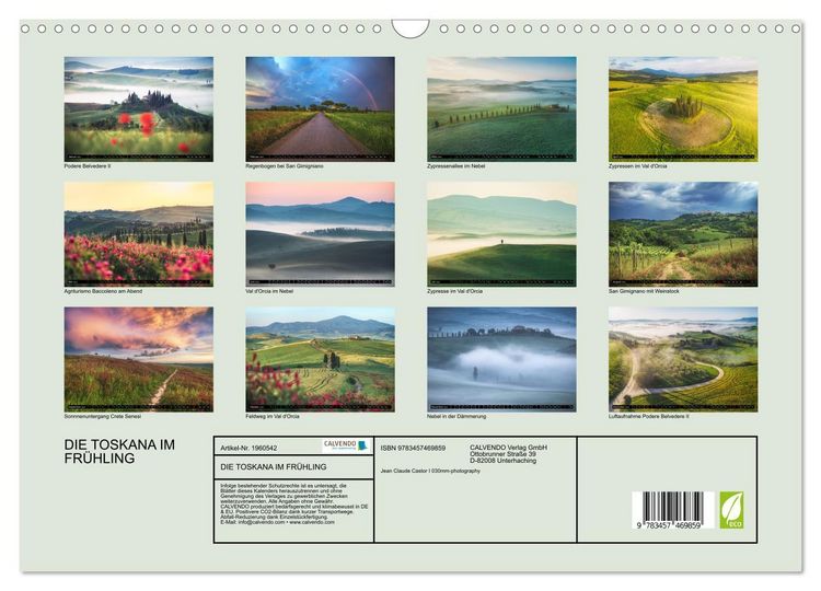 Produktbild: DIE TOSKANA IM FR&Uuml;HLING (Wandkalender 2026 DIN A3 quer), CALVENDO Monatskalender