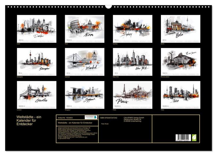 Produktbild: Weltst&auml;dte - ein Kalender f&uuml;r Entdecker (Wandkalender 2026 DIN A2 quer), CALVENDO Monatskalender