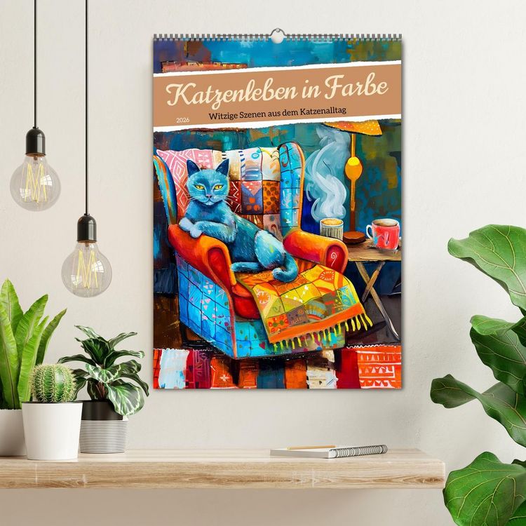 Produktbild: Katzenleben in Farbe - Witzige Szenen aus dem Katzenalltag (Wandkalender 2026 DIN A2 hoch), CALVENDO Monatskalender
