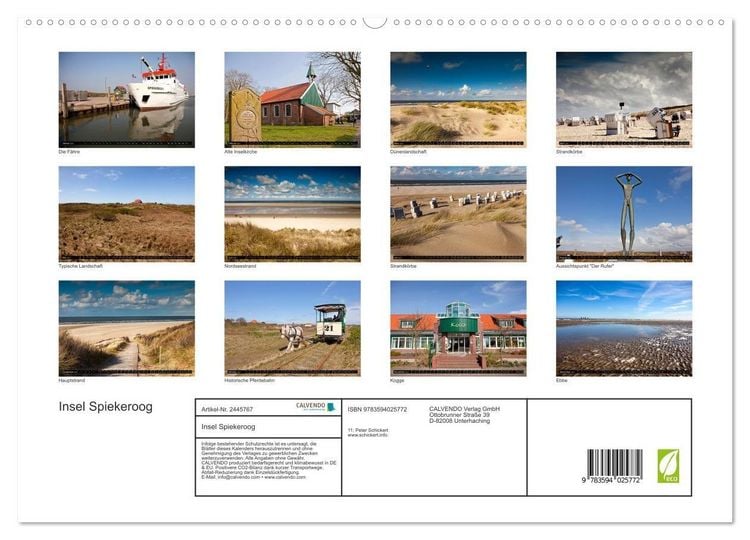 Produktbild: Insel Spiekeroog (hochwertiger Premium Wandkalender 2027 DIN A2 quer), Kunstdruck in Hochglanz