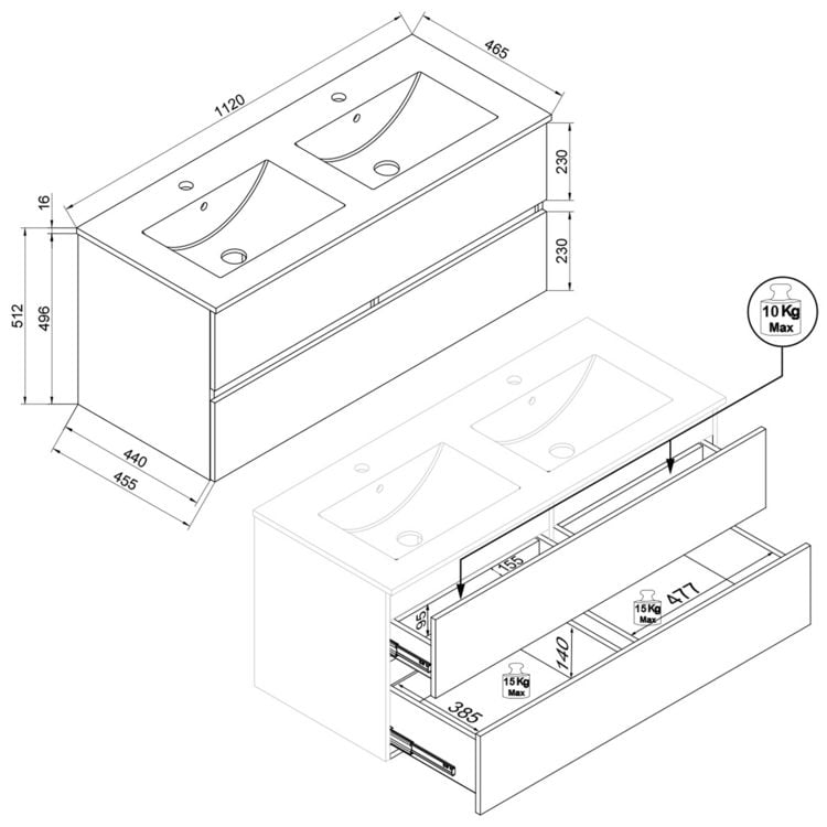 Produktbild: 6 tlg. Badm&ouml;bel-Set mit Waschbecken Cosila-I 111cm