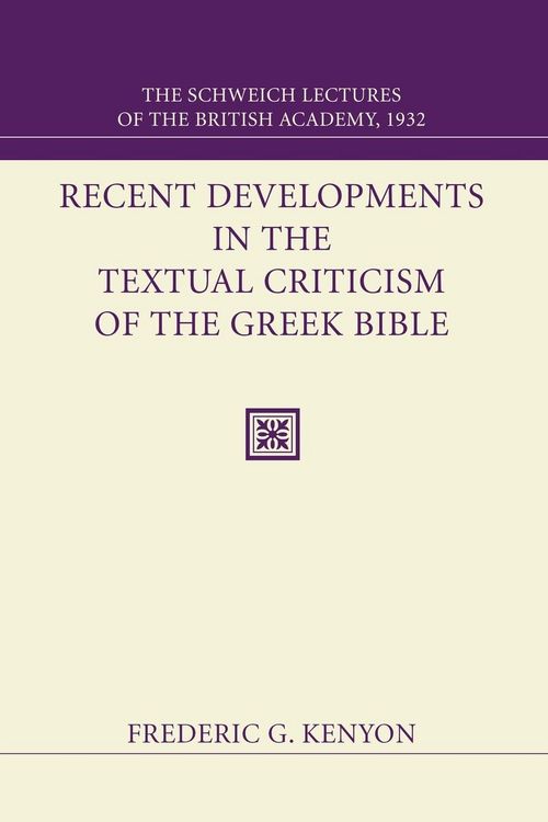 Produktbild: Recent Developments in the Textual Criticism of the Greek Bible