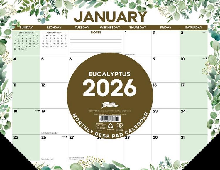Produktbild: Eucalyptus 2026 22 X 17 Large Monthly Deskpad