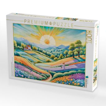 Produktbild: CALVENDO Puzzle Farbige H&uuml;gellandschaft bei Sonnenaufgang | 1000 Teile Lege-Gr&ouml;&szlig;e 64x48cm Foto-Puzzle f&uuml;r gl&uuml;ckliche Stunden