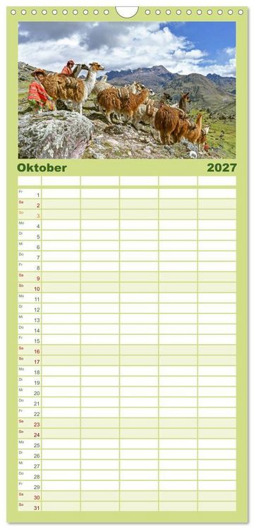 Produktbild: Familienplaner 2027 - Peru: Natur mit Geschichte mit 5 Spalten (Wandkalender, 21 x 45 cm) CALVENDO