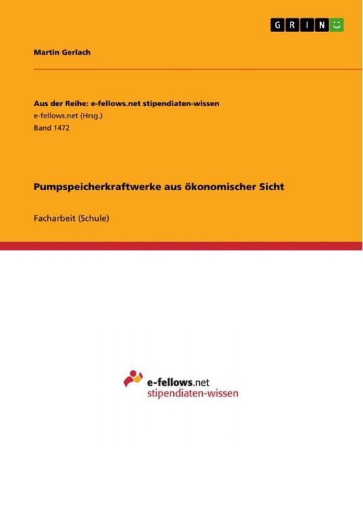 Produktbild: Pumpspeicherkraftwerke aus &ouml;konomischer Sicht