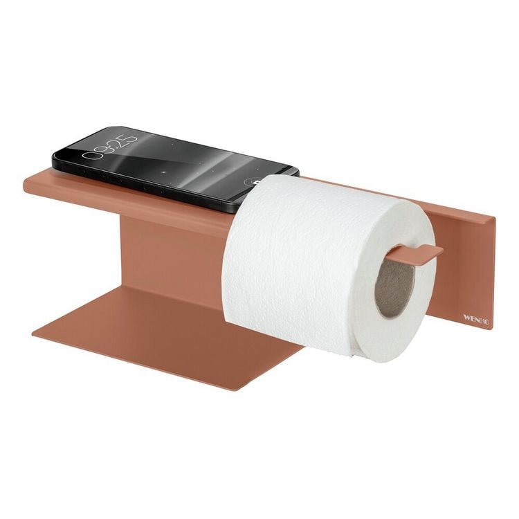 Produktbild: Turbo-Loc&reg; Toilettenpapierhalter mit Ablage Mod. Lizan Braun, Befestigen ohne Bohren