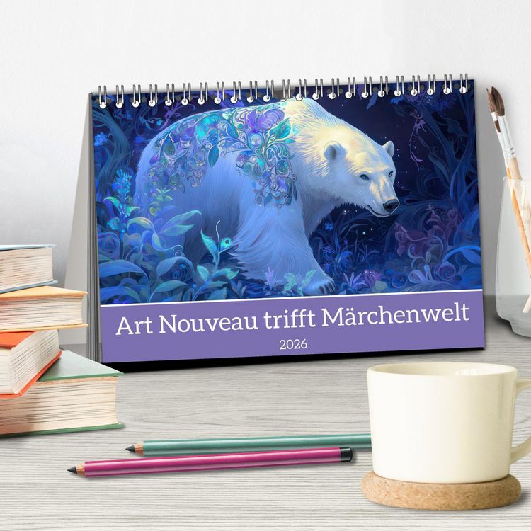 Produktbild: Art Nouveau trifft M&auml;rchenwelt (Tischkalender 2026 DIN A5 quer), CALVENDO Monatskalender