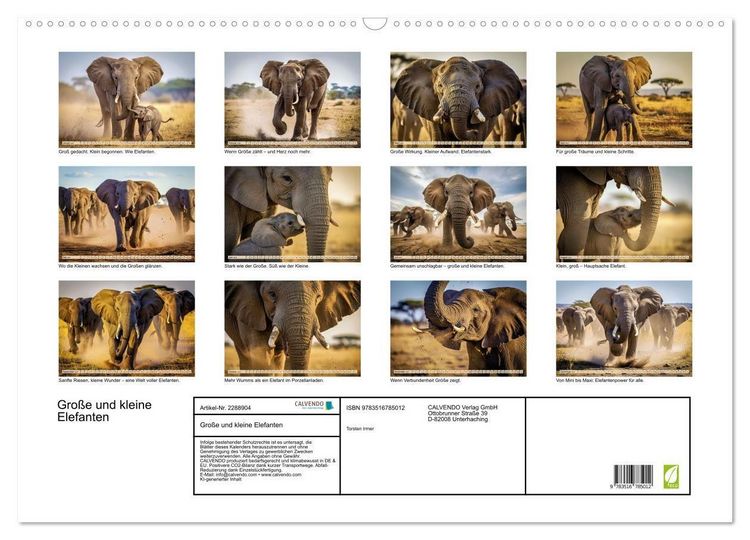 Produktbild: Gro&szlig;e und kleine Elefanten (Wandkalender 2027 DIN A2 quer), CALVENDO Monatskalender