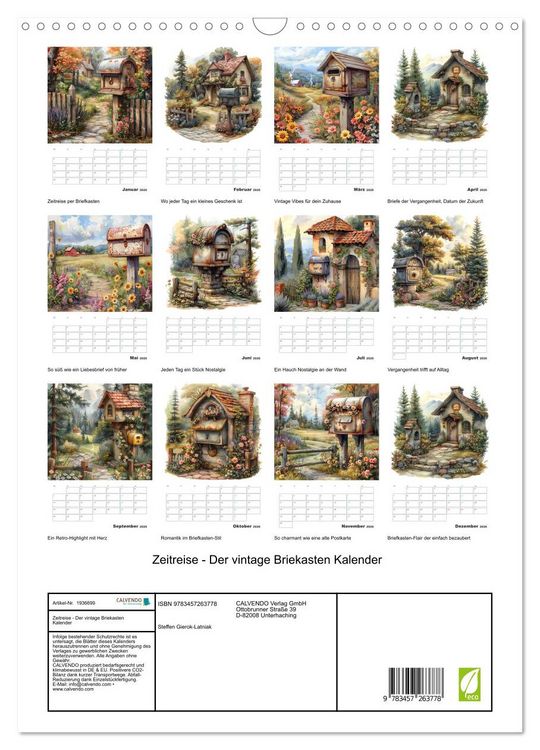Produktbild: Zeitreise - Der vintage Briekasten Kalender (Wandkalender 2026 DIN A3 hoch), CALVENDO Monatskalender