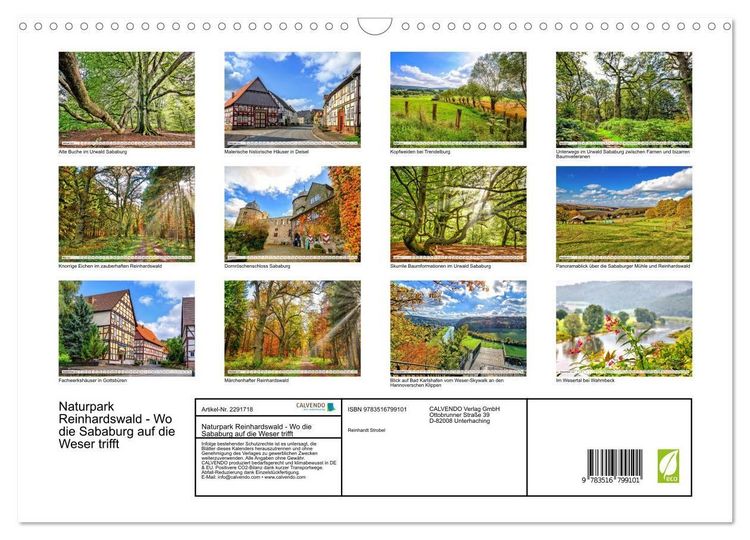 Produktbild: Naturpark Reinhardswald - Wo die Sababurg auf die Weser trifft (Wandkalender 2027 DIN A3 quer), CALVENDO Monatskalender