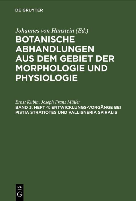 Produktbild: Entwicklungs-Vorg&auml;nge bei Pistia Stratiotes und Vallisneria Spiralis