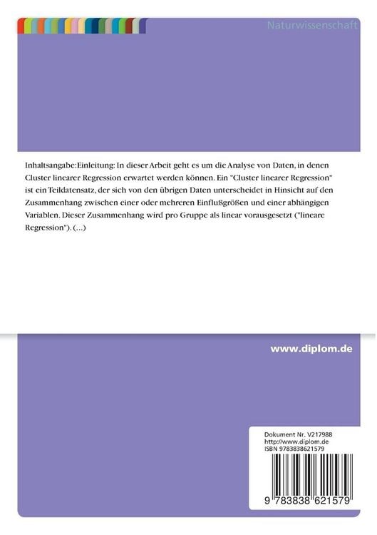 Produktbild: Datenanalyse mit Modellen f&uuml;r Cluster linearer Regression