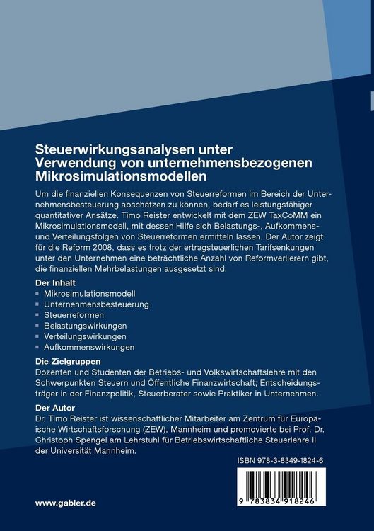 Produktbild: Steuerwirkungsanalysen unter Verwendung von unternehmensbezogenen Mikrosimulationsmodellen
