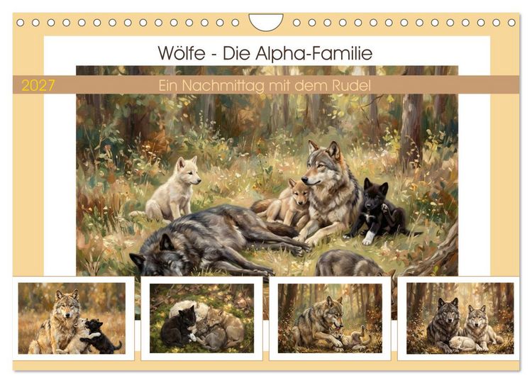 Produktbild: W&ouml;lfe - Die Alpha-Familie (Wandkalender 2027 DIN A4 quer), CALVENDO Monatskalender