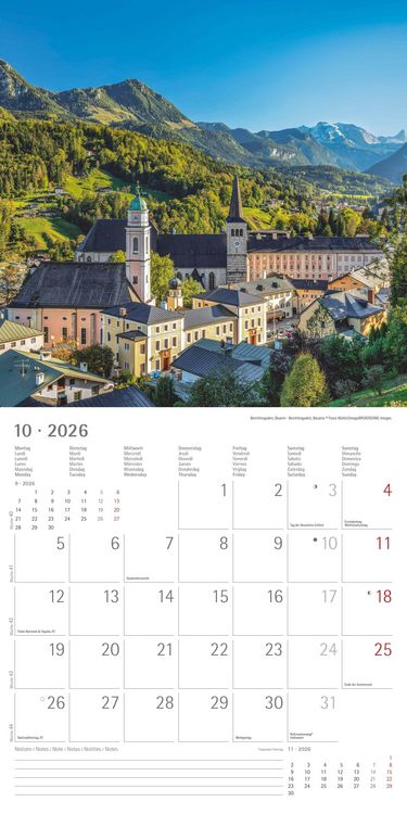 Alpha Edition - Deutschland 2026 Broschürenkalender, 30x30cm, Wandkalender mit Platz für Notizen und Termine, 12 Motive aus Deutschland, Monatsübersic